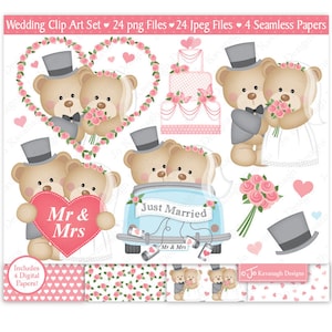 Braut Clipart, Hochzeit Clipart, Bräutigam Clipart, Hochzeit Papiere, Kommerzielle Nutzung (C34)