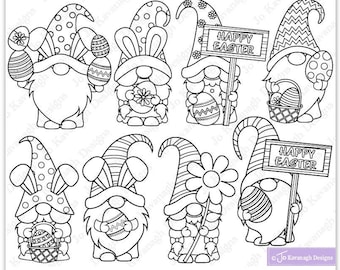 Easter digital stamps, Gnome digital stamps, Easter clipart, Gnome clipart, Easter stamps, Easter gnomes, Gnomes, Commercial Use (S42)