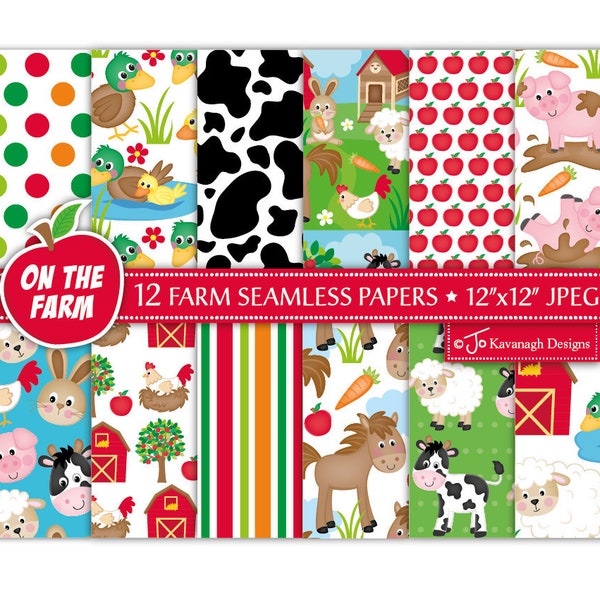 Farm Animals Digital Paper,Farm Paper,Farm Digital Paper,Farm Clipart,Farm Animal Scrapbook Papers,Animal Papers,Commercial Use (P12)