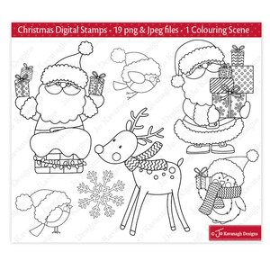 Tampons numériques Noël, Tampons numériques, Père Noël, Tampons numériques Rudolph, Clipart Noël, Pingouin, Usage commercial (S2)