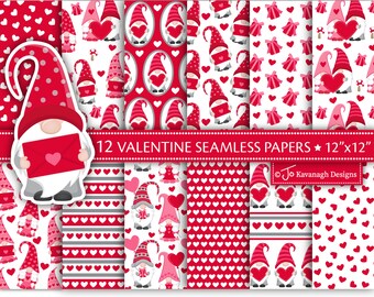 Teal and Khaki and { 12 } Digital Embellishments Gardening Gnomes Digital Scrapbooking Paper Collection { Set of 10 } in Red