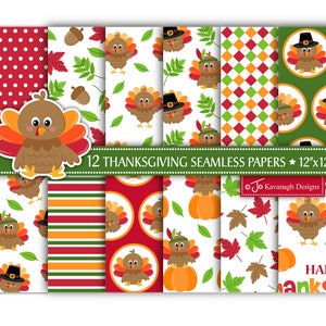 Thanksgiving digital papers, thanksgiving, Thanksgiving patterns, Thanksgiving scrapbook papers, Turkey, Fall Papers, Commercial Use (P45)