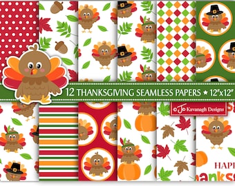 Thanksgiving digital papers, thanksgiving, Thanksgiving patterns, Thanksgiving scrapbook papers, Turkey, Fall Papers, Commercial Use (P45)