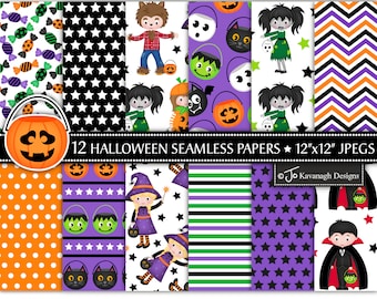 Halloween digital papers, Halloween patterns, Witch, Dracula, Zombie, Werewolf, Pumpkin, Halloween scrapbook papers,Commercial Use (P31)