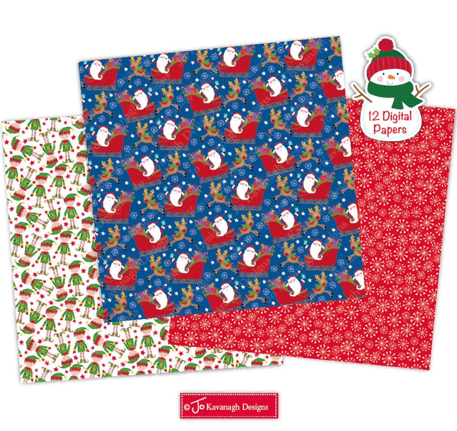 Christmas Digital Paperschristmas Scrapbook Paperssanta Etsy UK