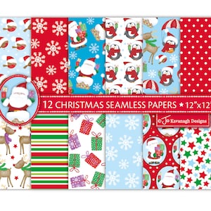 Christmas Digital Papers,Christmas Scrapbook Papers,Santa Paper,Reindeer Papers,Holiday Papers,Christmas Backgrounds,Commercial Use (P4)