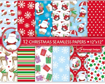 Christmas Digital Papers,Christmas Scrapbook Papers,Santa Paper,Reindeer Papers,Holiday Papers,Christmas Backgrounds,Commercial Use (P4)