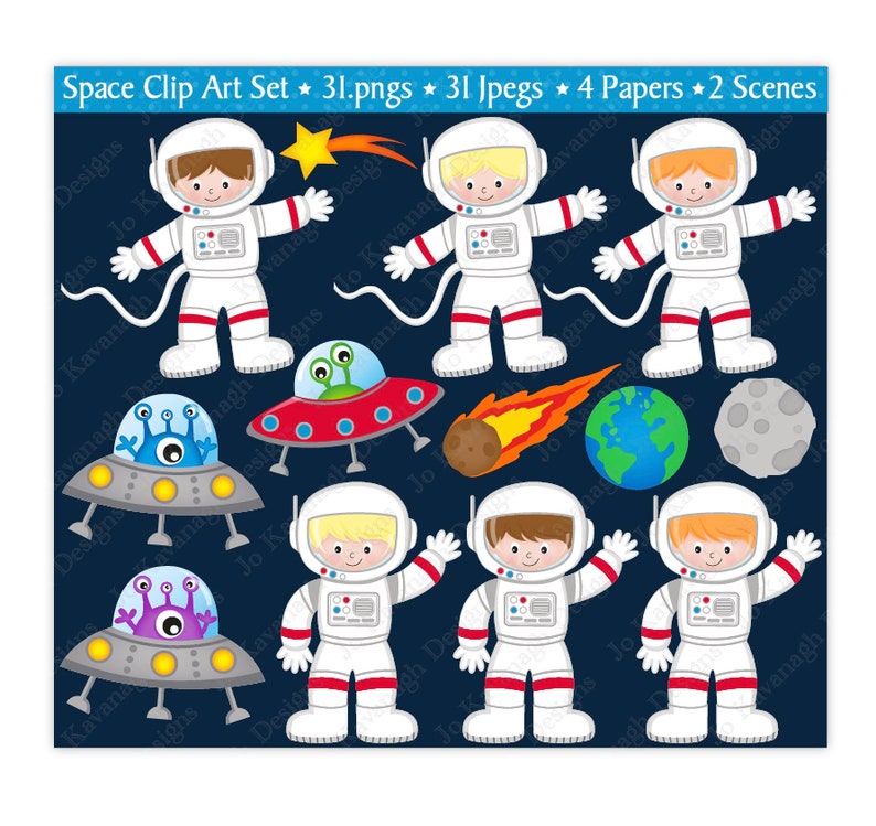 Space Clipart, Astronaut Clipart, Outer Space Clipart, Rocket, Planets Clipart, Alien Clipart, Space Papers, Scrapbooking, Commercial C21 image 2