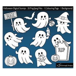 Halloween Digital Stamps, Ghost Digital Stamps, Digital Stamps ...