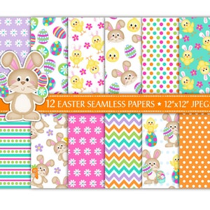 Papiers numériques de Pâques,Papier numérique lapin de Pâques,Motifs de Pâques,Papiers de Pâques,Papiers poussins de Pâques,Scrapbooking,Usage commercial (P9)