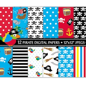 Carta digitale pirata, carta nave pirata, carta pirata, clipart pirata, pirati, carta pappagallo, carte per album, modello, uso commerciale (P21)
