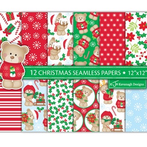 Weihnachten digitale Papiere, süsse Bären-Papiere, Weihnachten Scrapbook-Papiere, Weihnachtsmuster, Weihnachtshintergründe, kommerzielle Nutzung (P1)