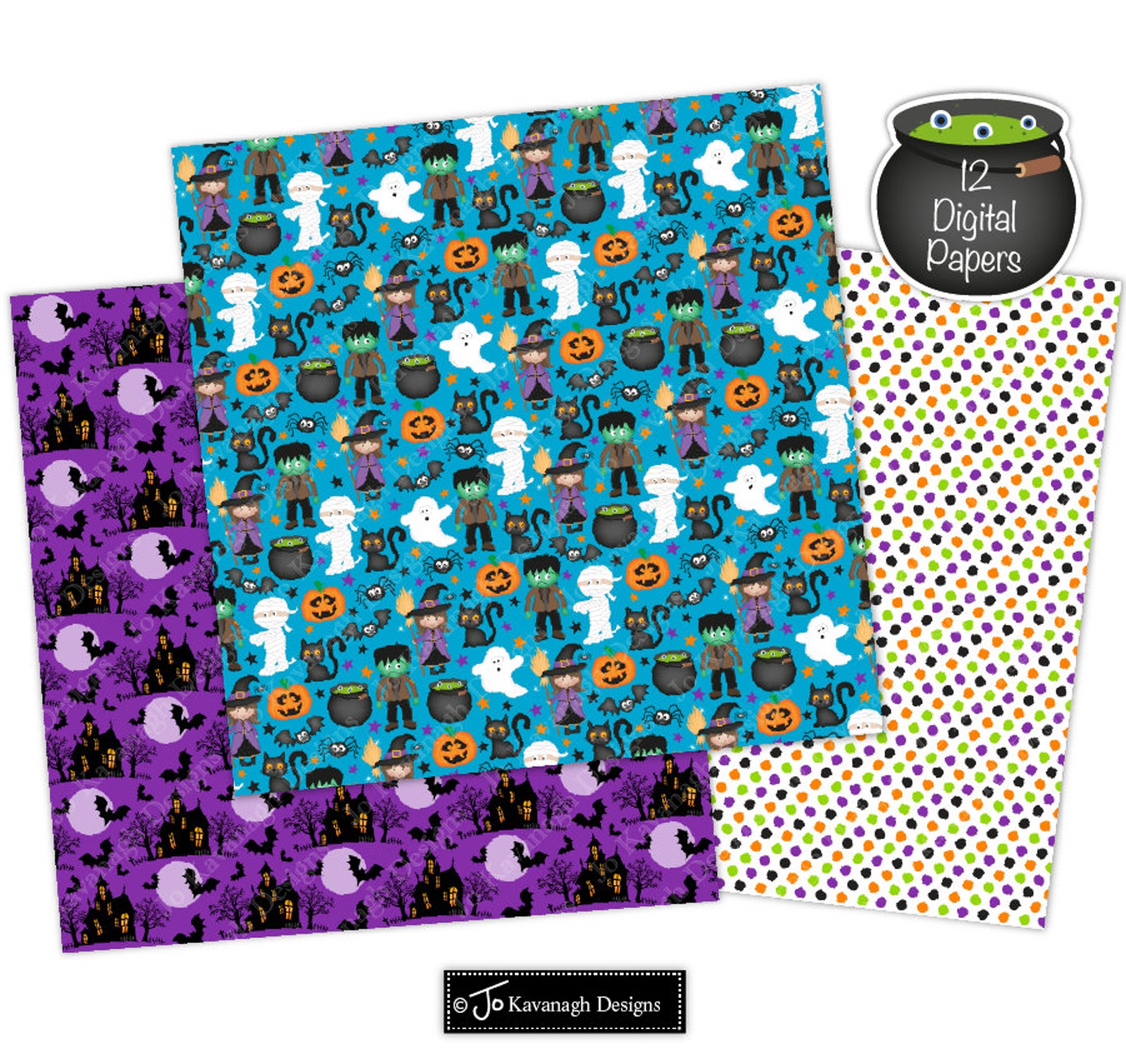 Halloween Digital Papers, Halloween Papers, Halloween Patterns ...