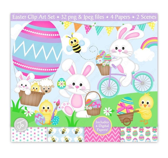 Easter clipart, Easter Digital Paper,Easter Clip Art,Easter Bunny Clipart,Easter Chicks Clipart,Easter Eggs,Scrapbooking,Commercial Use(C33)