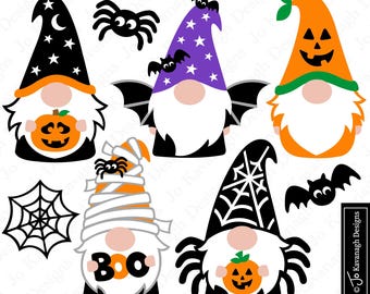 Halloween Gnomes SVG Bundle, Gnome svg, Halloween Png, Bat svg, Spider svg, Halloween Clipart, Cricut Cut Files