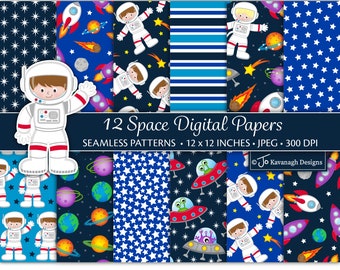 Space Digital Papers,Space Paper Pack,Astronaut Digital Papers, Space Scrapbook Papers,Astronauts,Aliens,Planets,Rockets,Commercial Use(P29)