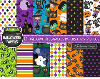 Halloween digital papers, Halloween papers, Halloween patterns, Halloween scrapbook papers, Halloween backgrounds, Commercial Use (P13)