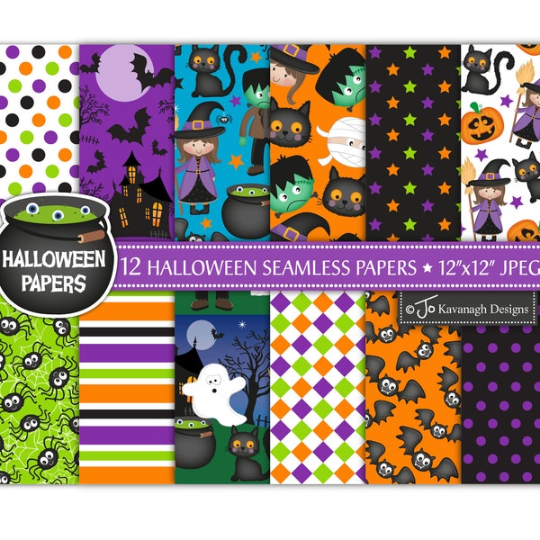 Halloween digital papers, Halloween papers, Halloween patterns, Halloween scrapbook papers, Halloween backgrounds, Commercial Use (P13)