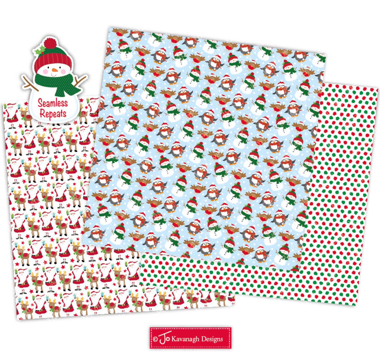 Christmas Digital Paperschristmas Scrapbook Paperssanta Etsy UK