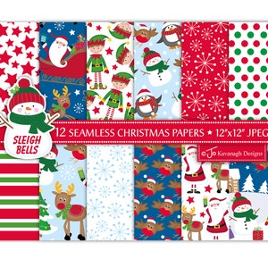 Christmas Digital Papers,Christmas Scrapbook Papers,Santa Papers,Rudolph Papers,Holiday Papers,Christmas Backgrounds,Commercial Use (P2)
