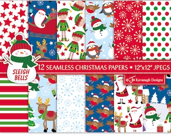 Christmas Digital Papers,Christmas Scrapbook Papers,Santa Papers,Rudolph Papers,Holiday Papers,Christmas Backgrounds,Commercial Use (P2)
