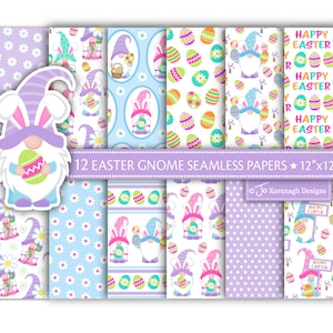 Papiers numériques de Pâques, Papier numérique Nain de Pâques, Nains de Pâques, Motifs de Pâques, Motifs Nains, Scrapbooking, Usage commercial (P53)