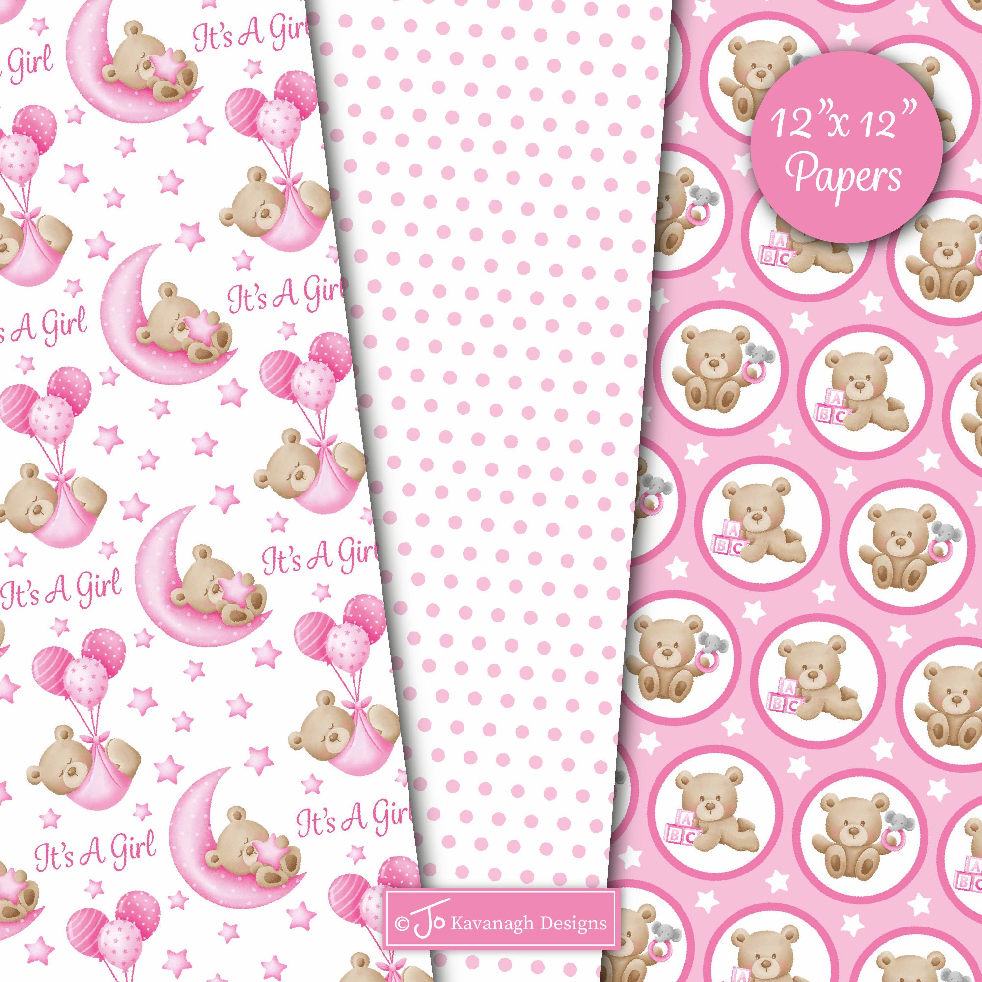 Pattern Paper Baby Baby Digital Paper, Baby Girl Digital Paper, Baby Scrapbook Papers, New ...