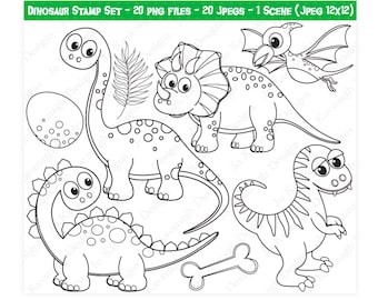 Dinosaur digital stamps,Dinosaurs digital stamps,Dinosaur clipart,t-rex,pterodactyl,triceratops,commercial use (S6)