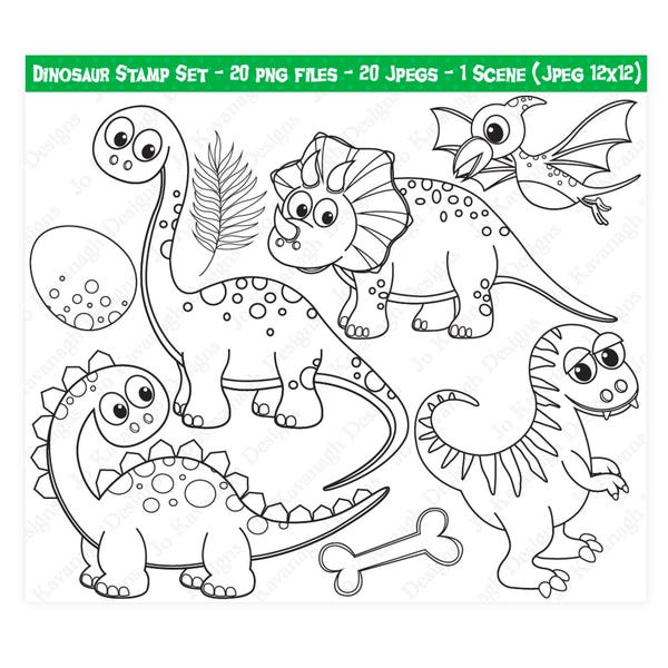 Dinosaur digital stamps,Dinosaurs digital stamps,Dinosaur clipart,t-rex,pterodactyl,triceratops,commercial use (S6)