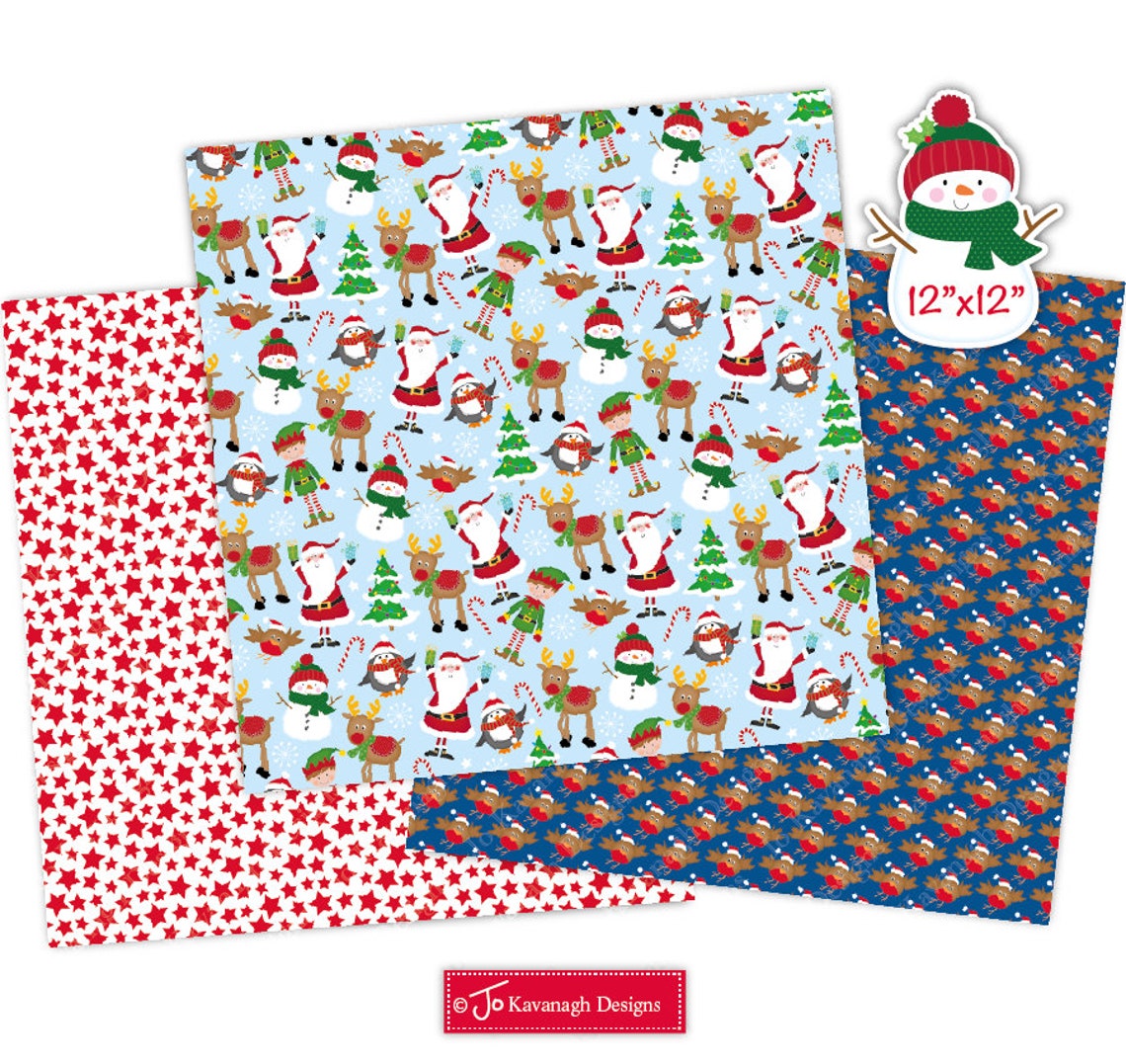 Christmas Digital Paperschristmas Scrapbook Paperssanta Etsy UK