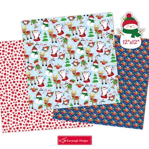 Christmas Digital Papers,Christmas Scrapbook Papers,Santa Papers,Rudolph Papers,Holiday Papers,Christmas Backgrounds,Commercial Use P2 image 4