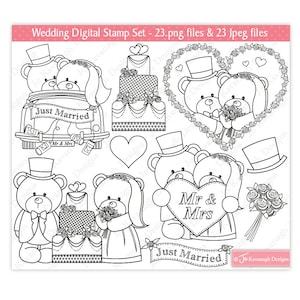 Hochzeit digitale Stempel, Braut Stempel, Bräutigam Stempel, Hochzeit Clipart, kommerzielle Nutzung (S33)