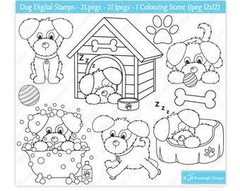 Dog digital stamps, Puppy dog stamps, Pets stamps, Dog clipart, Puppy dog graphics, Dog digi stamps, Dogs, Dog, Puppy, Commercial Use (S34)