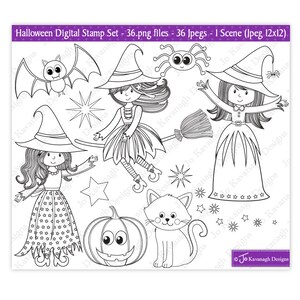 Halloween Digital Stamps,Witch Digital Stamps,Halloween Stamps,Digital Stamps,Halloween Clipart,Witch Clipart,Commercial Use (S13)