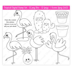Flamingo Digital Stamps,cactus Digital Stamps,toucan Stamps,digital ...