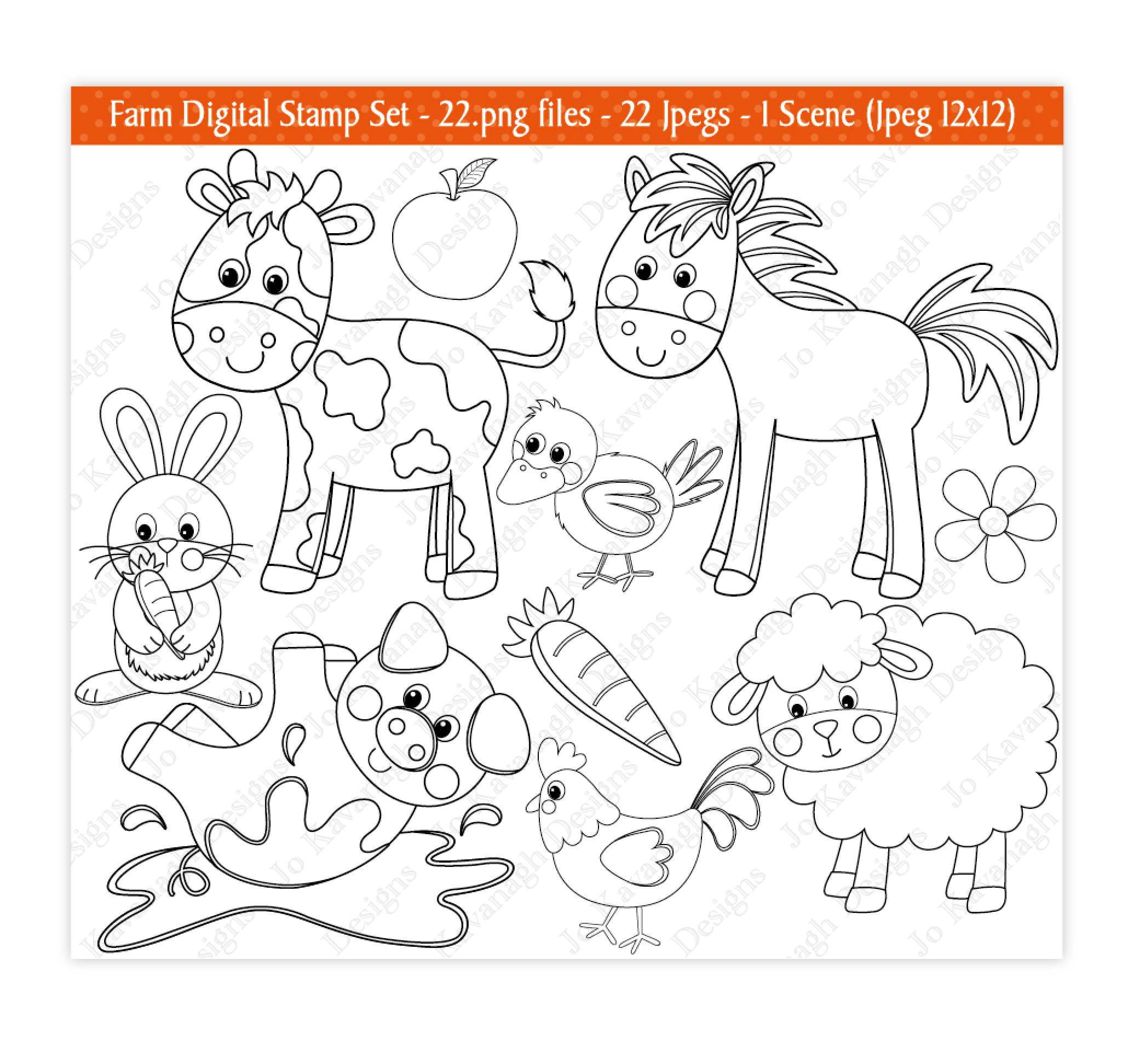 Download Farm Animals Digital Stamps Clipart