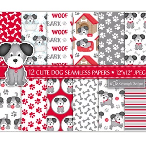 Carta digitale con cani carini, cani carini, cucciolo di cane, confezione di carta con animali carini, carta per album di foto con cani, fantasie con cani, senza cuciture, uso commerciale (P42)