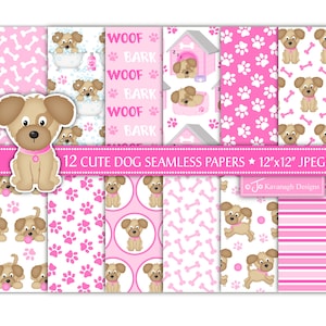 Digitale hondenpapieren, papieren puppyhonden, schattige honden, hondenpapieren, hondenplakboekpapieren, hondenpatronen, commercieel gebruik (P41)