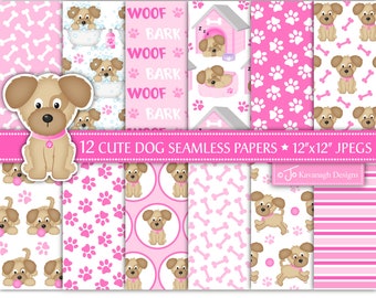 Dog Digital Papers, Puppy Dog Papers, Cute Dogs, Dog Paper Pack, Dog Scrapbook Papers, Dog Patterns, Commercial Use(P41)