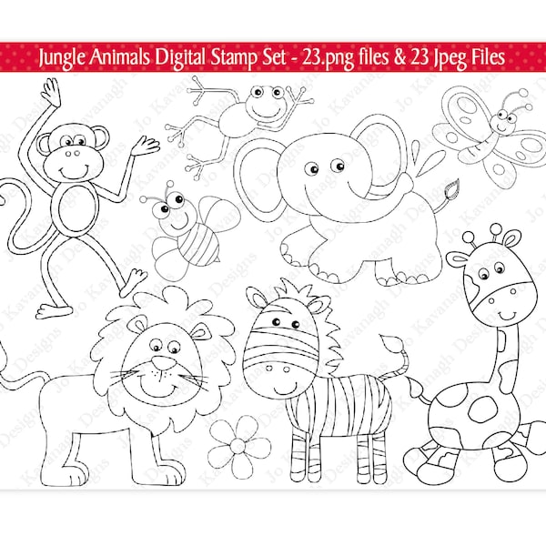Jungle Digital Stamps,Jungle Stamps,Jungle Animal Stamps,Jungle Clipart,Animal Stamps,Safari Stamps,Zoo Stamps,Commercial Use(S14)