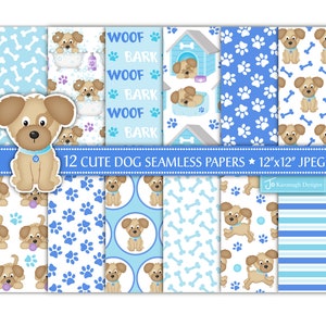 Welpen Hunde-Papiere, Hund Digitale Papiere, süße Hunde-Papiere, Hunde-Papier-Pack, Hunde Scrapbook-Papiere, Hunde, Hundemuster, kommerzielle Nutzung(P40)