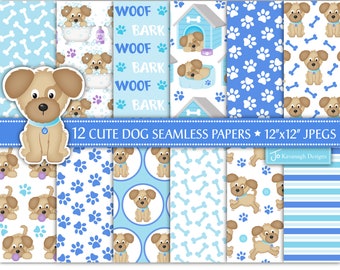 Puppy Dog Papers, Dog Digital Papers, Cute Dog Papers, Dog Paper Pack, Dog Scrapbook Papers, Dogs, Dog Patterns, Commercial Use(P40)