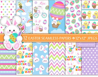 Easter Digital Paper,Easter Patterns,Easter Scrapbook Papers,Easter Bunny Papers,Easter Chick,Easter Eggs,Spring Pattern,Commercial Use(P38)