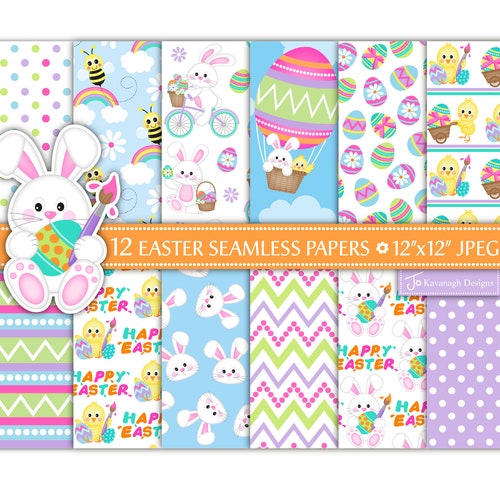 Easter Digital Paper Easter Bunny Scrapbook Papers Chick | Etsy