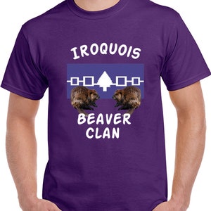 Iroquois Beaver Clan Short Sleeve T Shirt White Letters