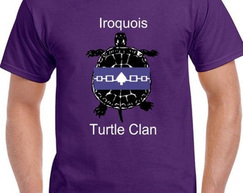 Iroquois Turtle Clan Short Sleeve T Shirt White Letters