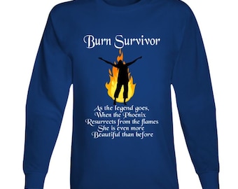 Burn Survivor Long Sleeve T Shirt White Lettering