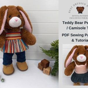 TEDDY BEAR TOP (Camisole / Peplum Top) Pdf Pattern Fits 15-18 inch teddy bears such as Build a Bear. (Teddy bear clothes sewing pattern)