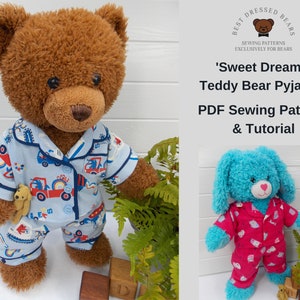 Teddy Bear Clothes Sewing Pattern - Teddy Bear Pyjamas / Teddy Bear Pajamas / Teddy Bear PJs