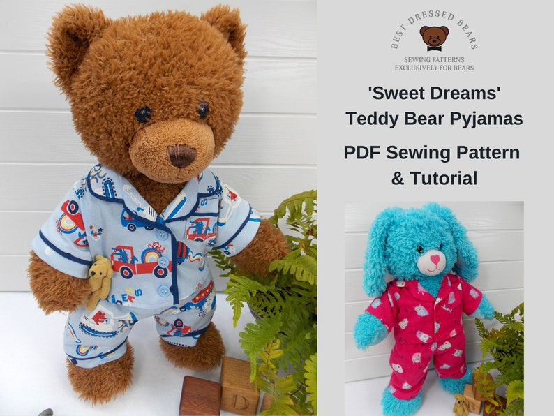 Teddy Bear Clothes Sewing Pattern - Teddy Bear Pyjamas / Teddy Bear Pajamas / Teddy Bear PJs